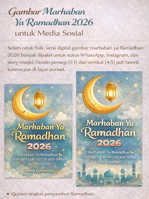 Gambar Marhaban Ya Ramadhan 2026 untuk Media Sosial.