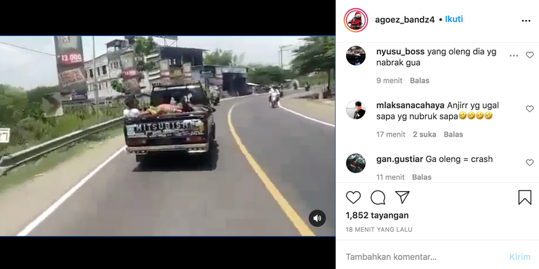 Pengemudi mobil pikap yang ugal-ugalan