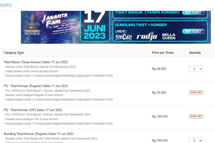 Tiket PRJ 2023