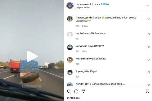 Kejadian Lagi, Ban Truk Pecah di Tol Membahayakan Pengemudi Lain