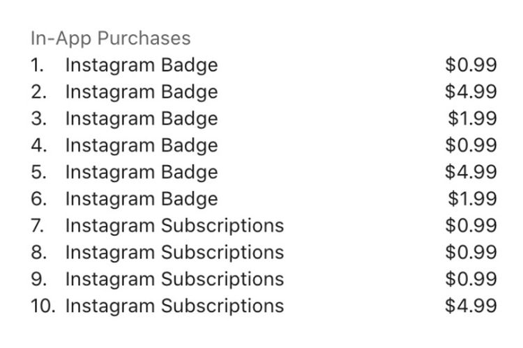 Tangkapan layar rincian harga berlangganan kreator Instagram di App Store.