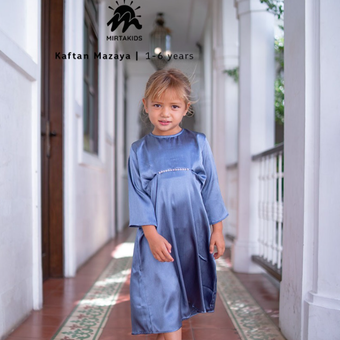 Mazaya Kaftan dari merek Mirtakids, model baju Lebaran 2024 anak perempuan
