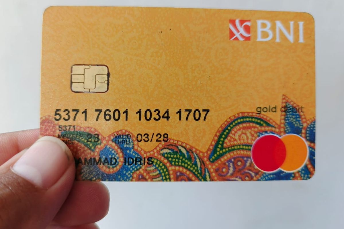 Ilustrasi nomor kartu debit BNI.