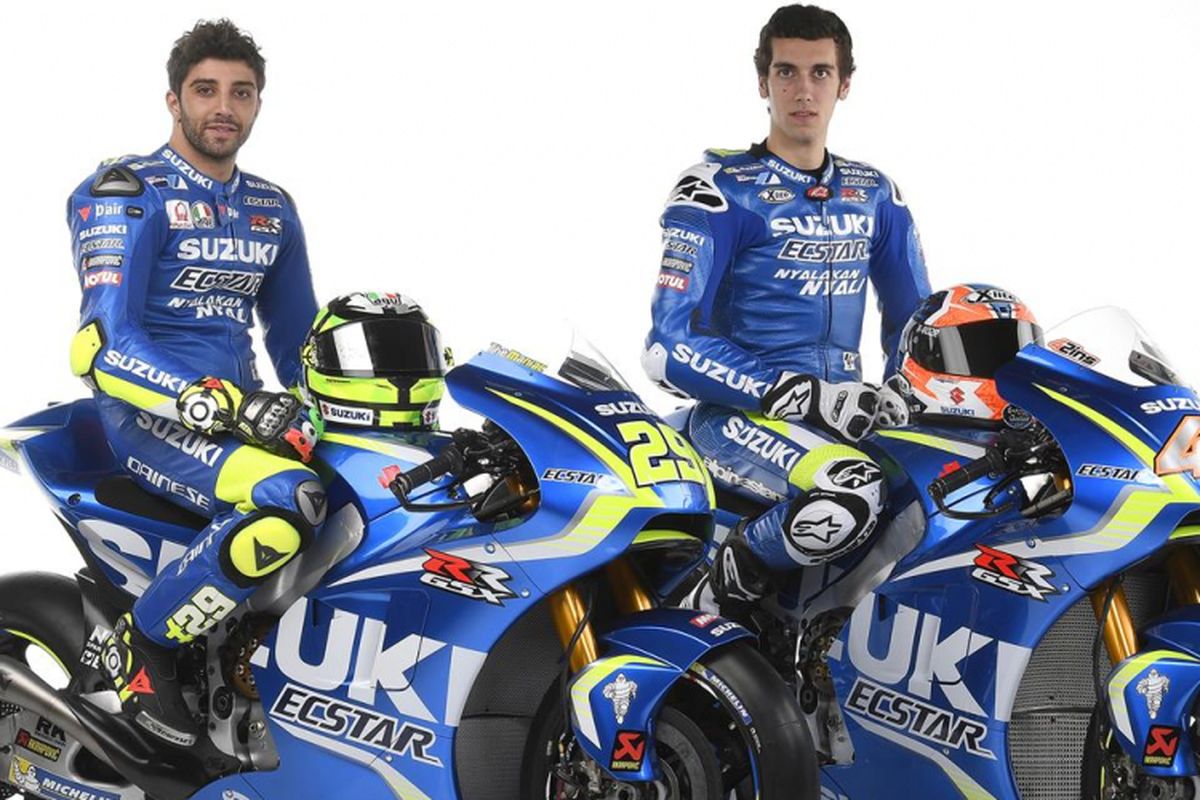 Dua pebalap tim Suzuki Ecstar 2017, Andrea Iannone dan Alex Rins