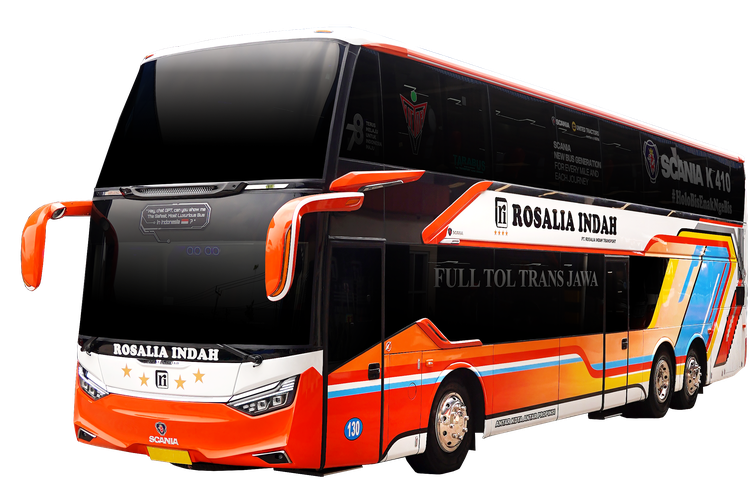 Bus PO Roaslia Indah dengan sasis double decker SR3 buatan Laksana
