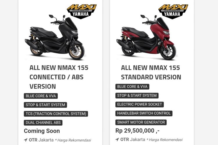 Harga All New NMAX Connected/ABS Version masih belum keluar.