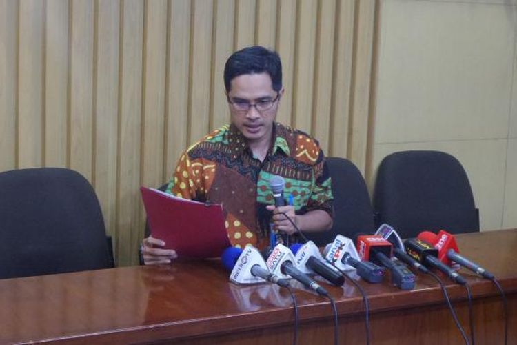 Juru Bicara KPK Febri Diansyah saat jumpa pers di Gedung KPK Jakarta, Jumat (3/2/2017).