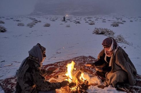 Saat Salju Turun di Tabuk, Arab Saudi...