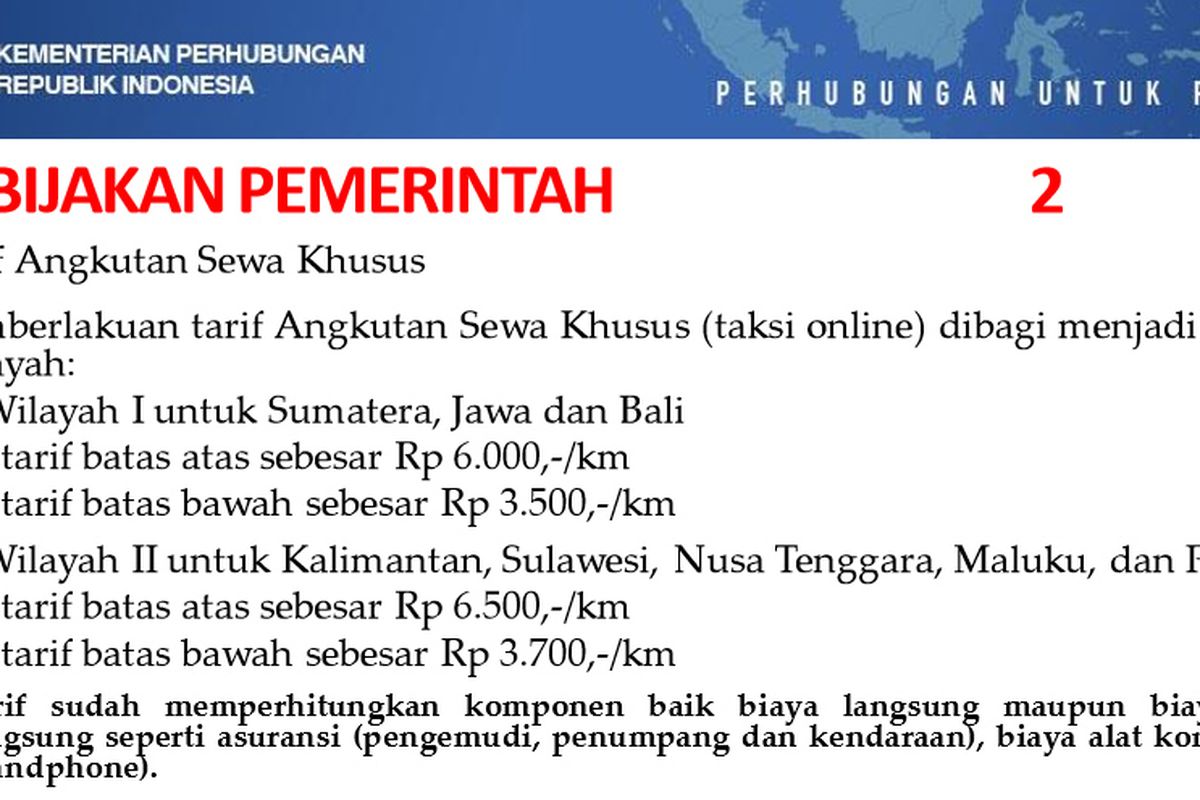 Penetapan Tarif Taksi Online