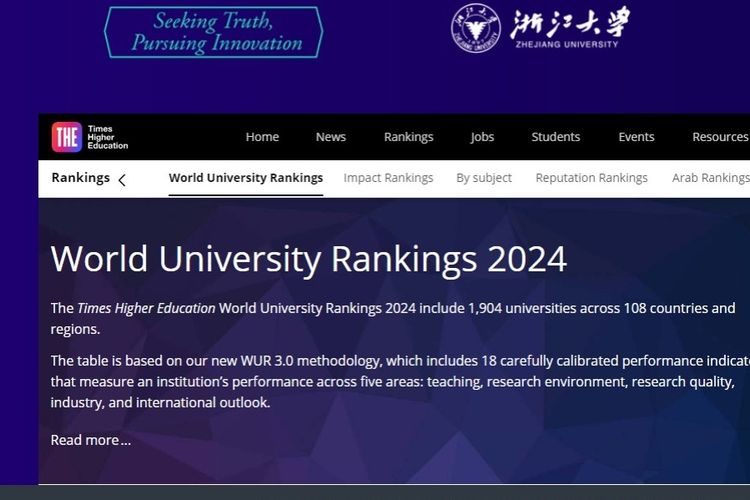 Lembaga pemeringkatan Times Higher Education (THE) World University Rankings (WUR) atau THE WUR merilis kampus terbaik di dunia. Di dalamnya ada daftar kampus terbaik di Indonesia versi THE WUR 2024.
