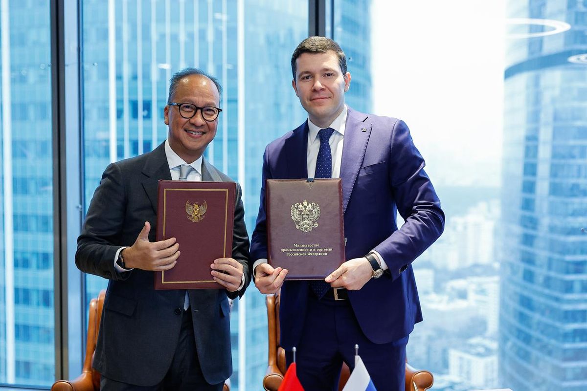 Menteri Perindustrian (Menperin) Agus Gumiwang Kartasasmita dalam kunjungan kerja ke Moscow, Rusia, Senin (8/12/2025).