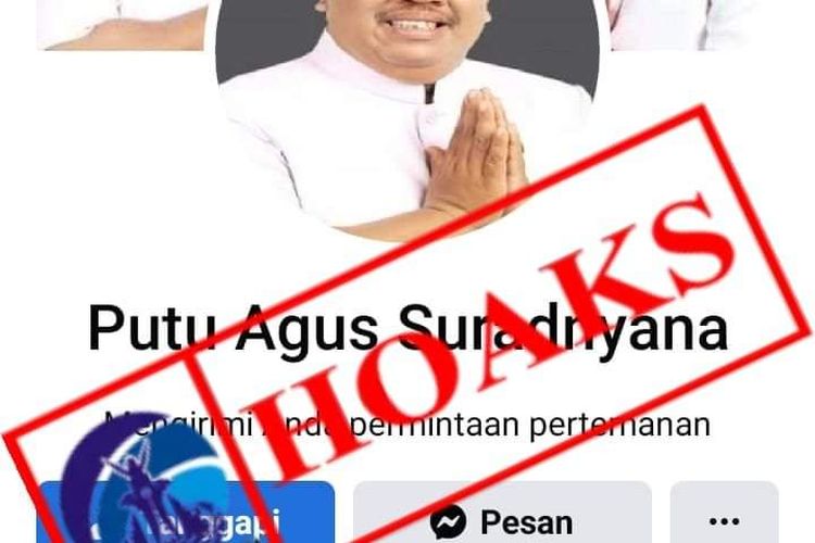 Tangkapan layar akun bodong mengatasnamakan Bupati Buleleng, Putu Agus Suradnyana..