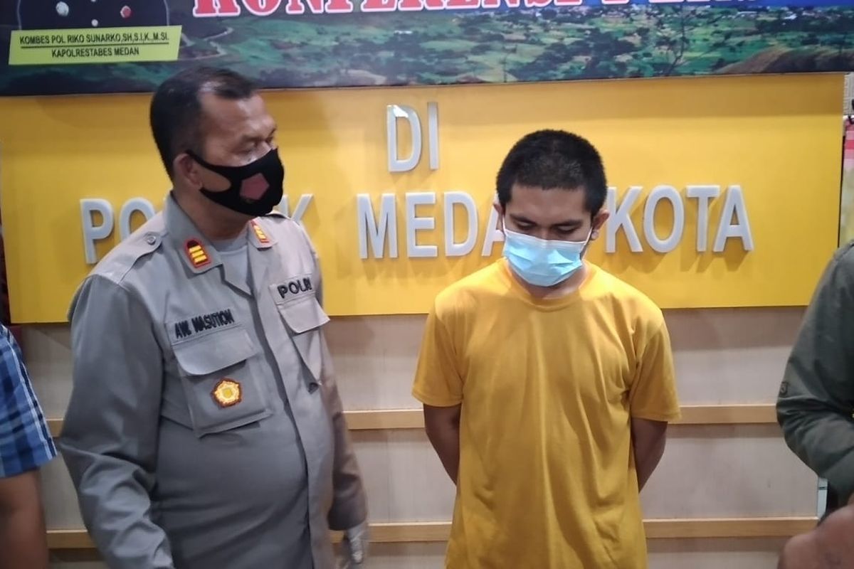 Muhammad Reza Sitio pelaku yang meludahi pegawai PLN di Medan ditangkap polisi.