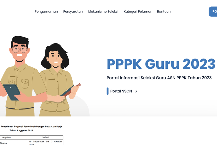 Tangkapan latar situs gurupppk.kemdikbud.go.id. Cara melihat pengumuman PPPK Guru 2023.