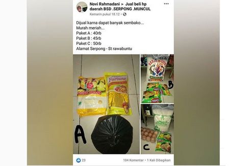 Viral Unggahan Warga Jual Paket Bantuan Sembako di Facebook, Ini Penjelasan Penjualnya