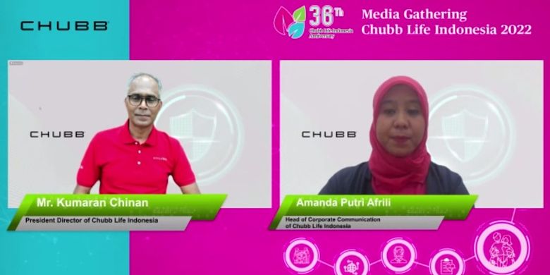 Tangkapan layar acara Media Gathering 36 Tahun Chubb Life Indonesia secara virtual, Rabu (13/7/2022).