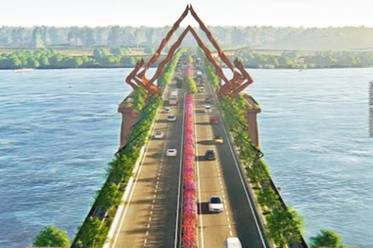 Desain Jembatan Pandasimo yang akan berlokasi di Kabupaten Bantul, Yogyakarta