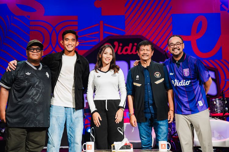 Talkshow Ruang Ganti Timnas dalam rangkaian Vidio Sports Festival di hari kedua yang dihadiri oleh Rizky Ridho, Shafira Ika, dan Indra Sjafri