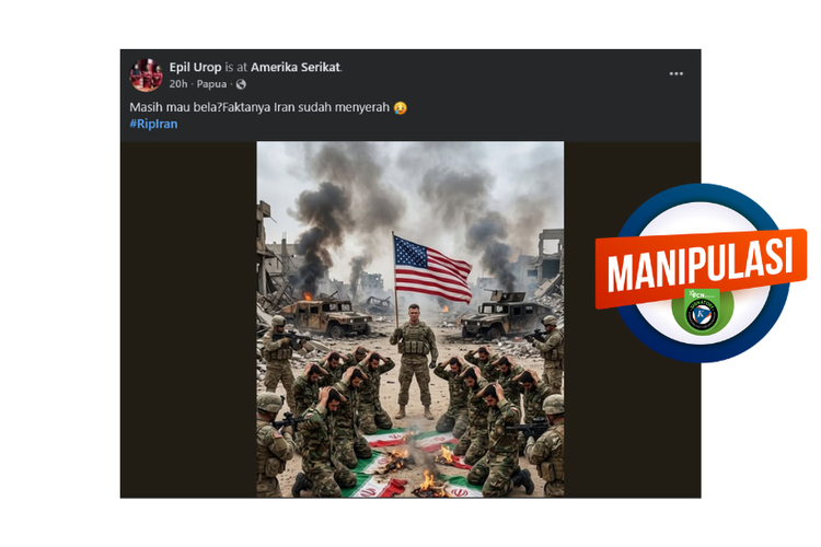 INFOGRAFIK: Hoaks Tentara Iran Menyerah ke Militer AS, Foto Hasil Rekayasa AI