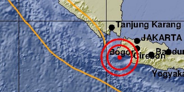 Pusat gempa berkekuatan 5,0 guncang wilayah Banten Selatan pada pukul 6.41 WIB, Kamis (14/2/2019).