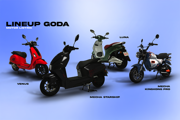Goda meluncurkan empat model motor listrik terbaru untuk pasar Indonesia.