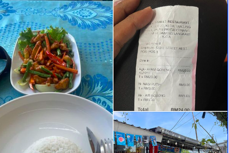 Tangkapan layar unggahan viral pembeli yang mengaku digetok harga saat beli ayam goreng Rp 66.000. 
