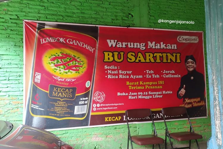 Tangkapan layar warung makan Rica Ayam Bu Sartini yang berlokasi di dekat ISI Surakarta.