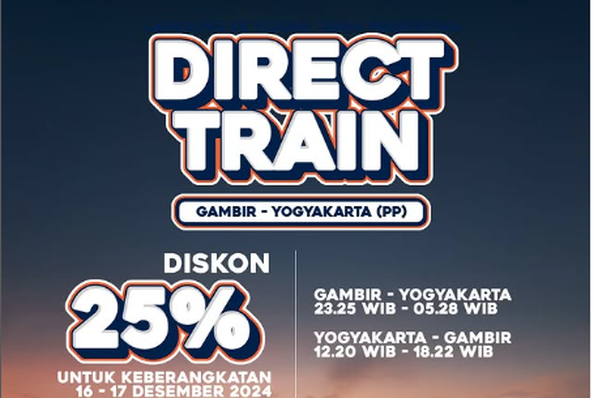 KA Direct Train Gambir-Yogyakarta, harga tiket mulai Rp 475.000