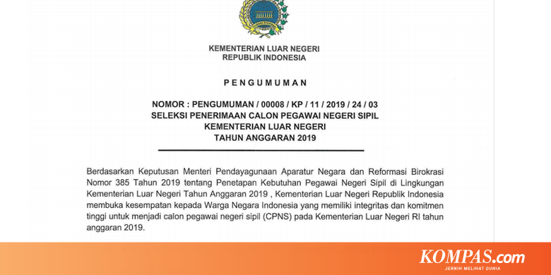 Seleksi CPNS Kemenlu Wajibkan Pelamar Kirim Dokumen, Apa Saja?