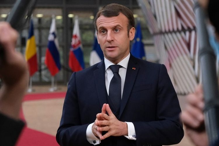 Presiden Perancis Emmanuel Macron saat tiba di KTT Uni Eropa di Brussel, Belgia, pada 10 Desember 2020. 