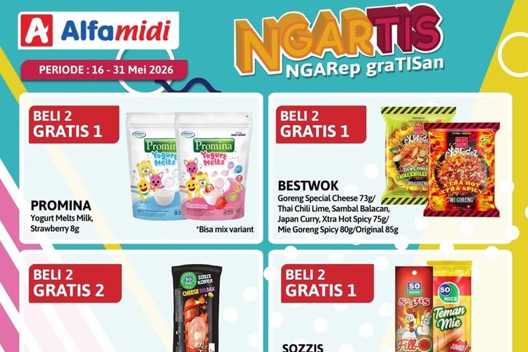 Promo Alfamidi "Ngarep Gratisan" Periode 16-31 Mei 2026, Beli 2 Gratis 1