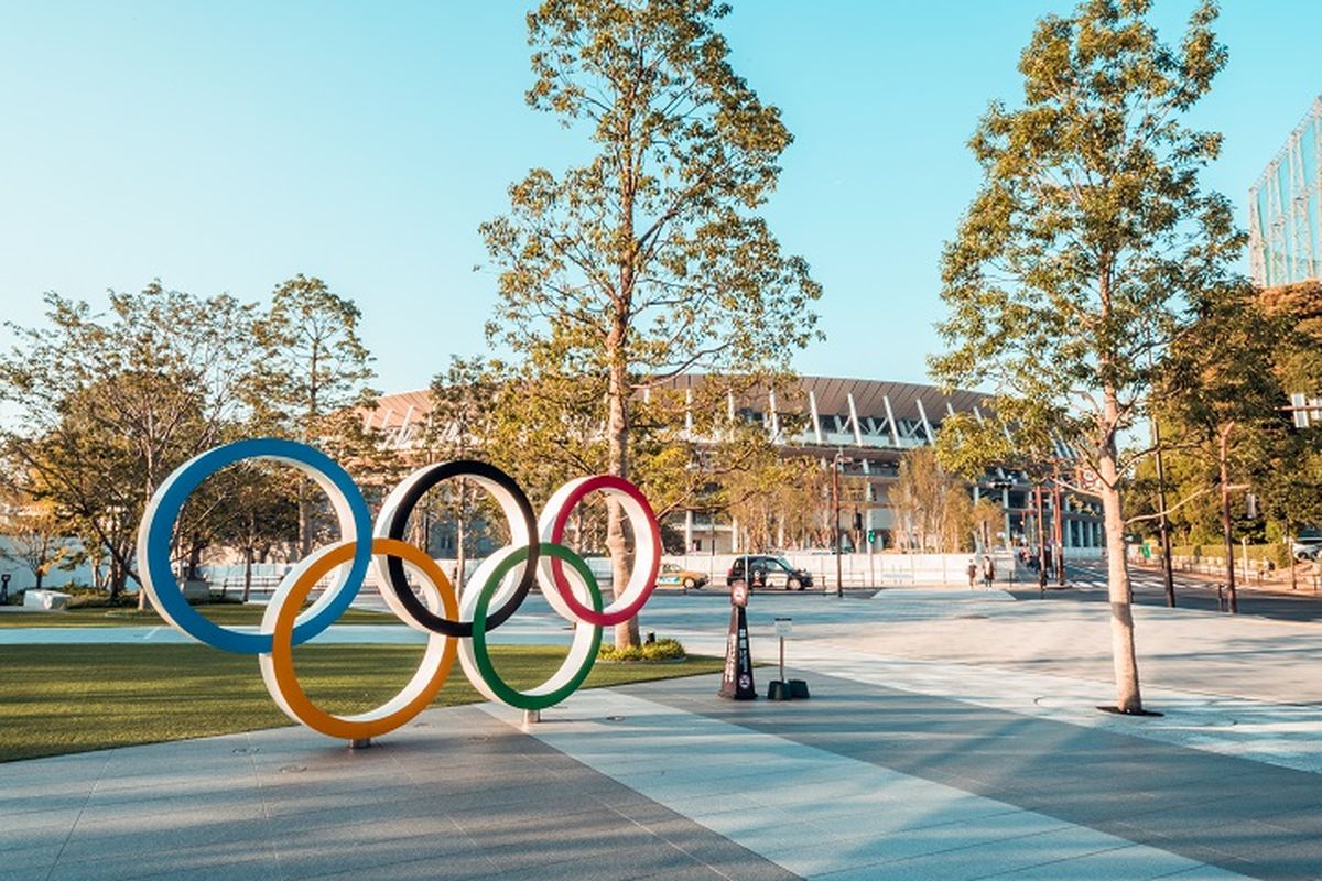 Tokyo National Stadium yang digunakan untuk Olimpiade Tokyo 2020 di Shinjuku, Tokyo, Jepang.