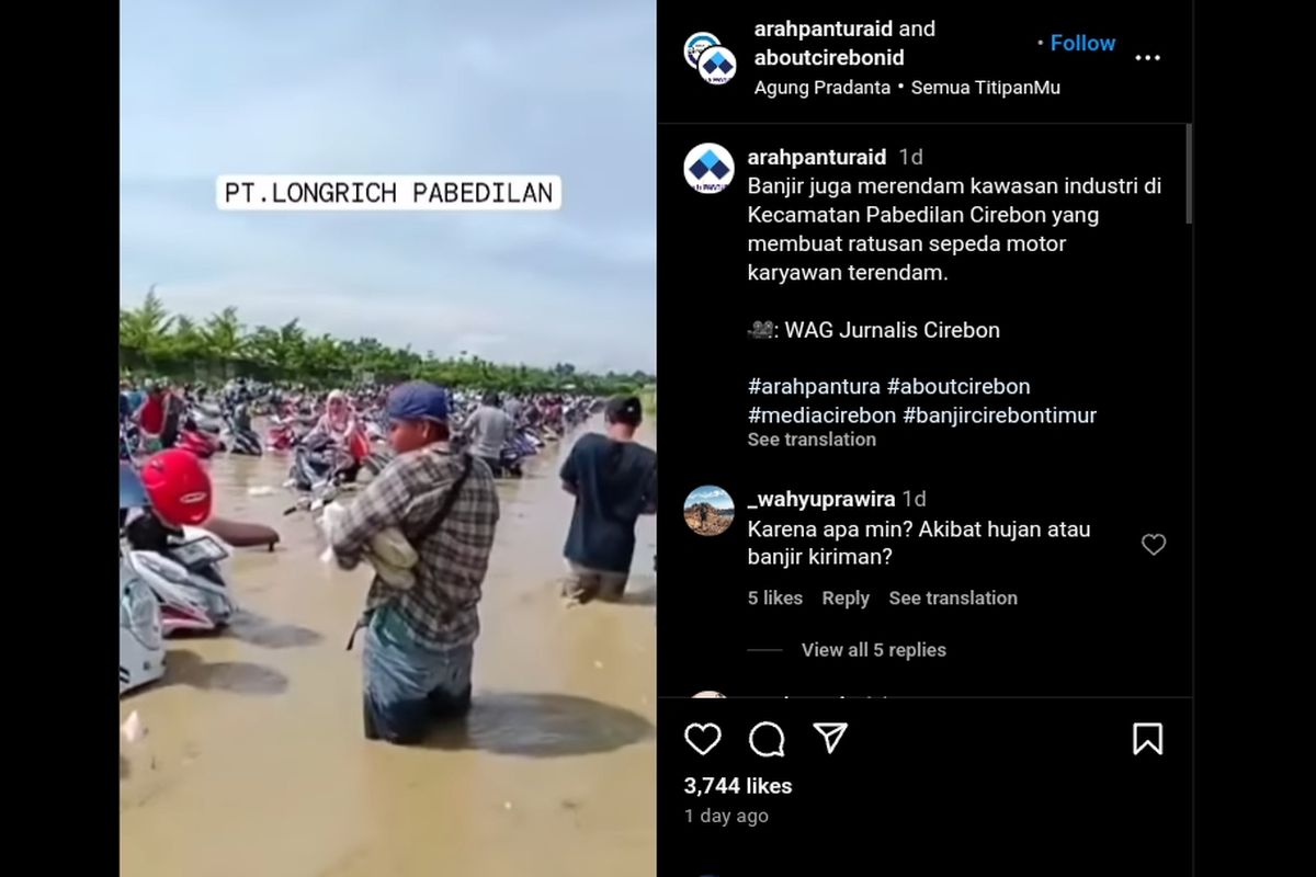 Ratusan sepeda motor terendam banjir di kawasan industri di Cirebon