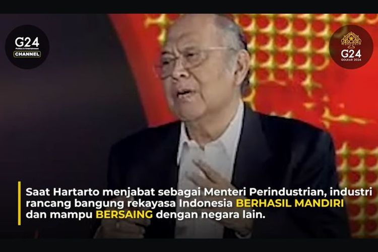 Partai Golongan Karya (Golkar) mengenang perjuangan dan kerja keras Hartarto Sastrosoenarto dalam perkembangan industri di Indonesia.