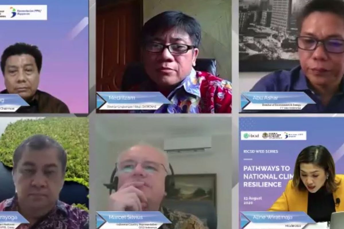 Tangkap layar acara IBCSD web series ?Pathways To National Climate Resilience?.