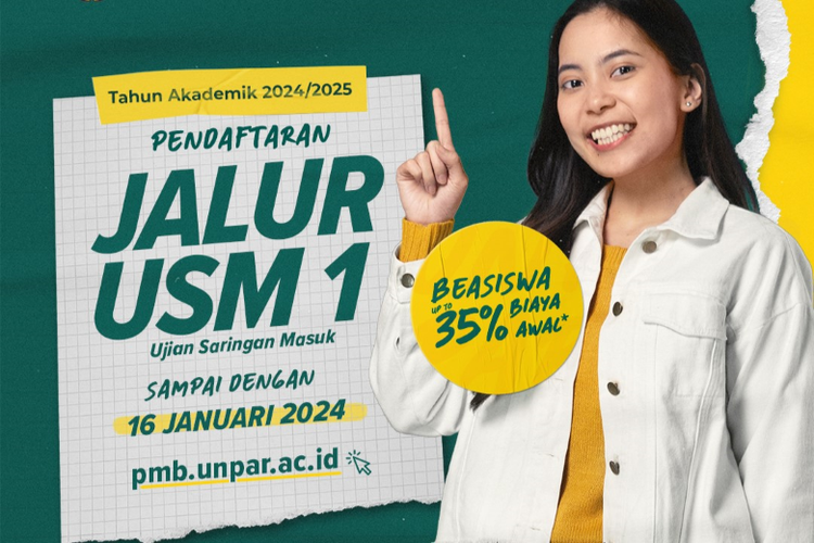 Universitas Katolik Parahyangan (Unpar) Bandung membuka pendaftaran jalur Ujian Saringan Masuk (USM) 1 bagi calon mahasiswa baru 2024 
