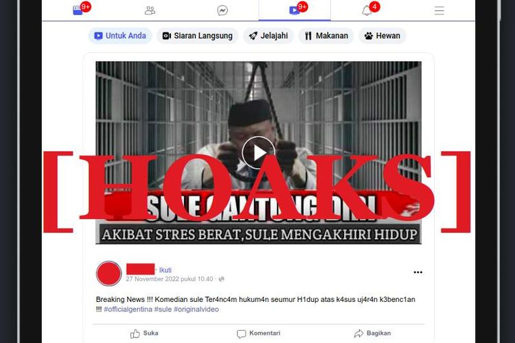 Hoaks Sule gantung diri di penjara karena kasus penistaan agama