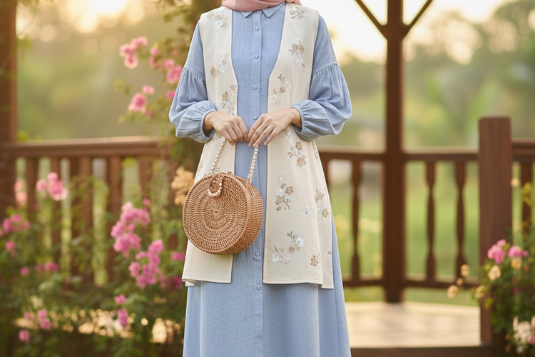 Tren gamis lebaran rompi lepas