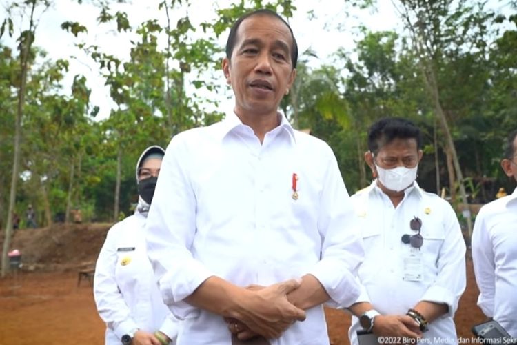 Presiden Joko Widodo memberikan keterangan pers usai meninjau penanaman pohon kelapa genjah di Kabupaten Sukoharjo, Jawa Tengah, Kamis (11/8/2022).