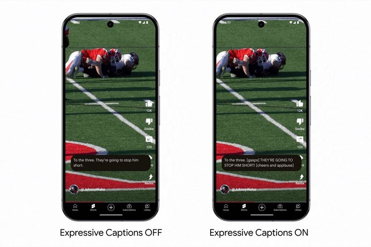 Tampilan fitur Expressive Captions di video YouTube