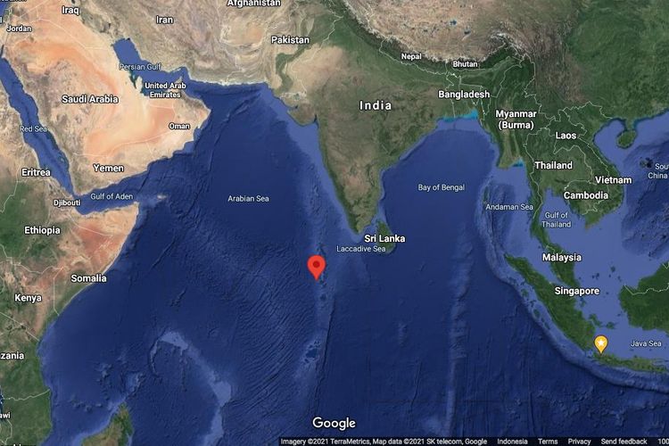 Lokasi perkiraan jatuhnya Long March-5b, roket milik China