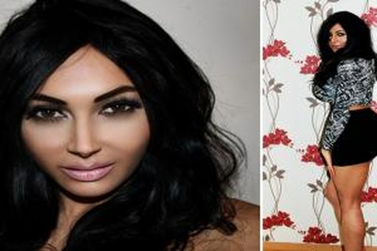 Hasil operasi plastik Claire Lesson agar mirip dengan Kim Kardashian