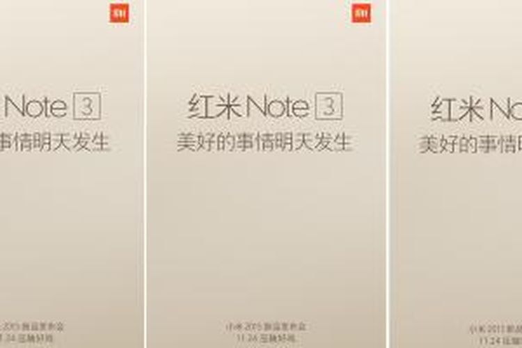 Undangan acara peluncuran Redmi Note 3 yang diunggah Xiaomi di akun Weibo miliknya.
