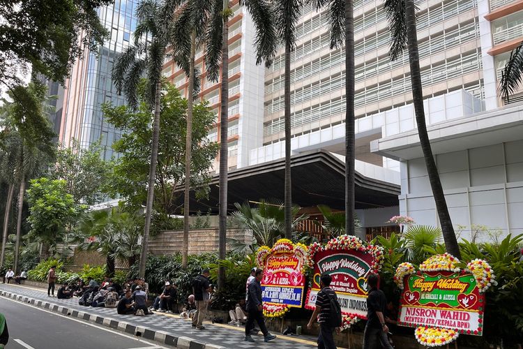 Lokasi pernikahan Al Ghazali dan Alyssa Daguise di daerah Kuningan, Jakarta Selatan, Senin (16/6/2025). 