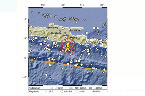 Gempa Malang M 5,3 dan Daerah yang Merasakan Getaran...