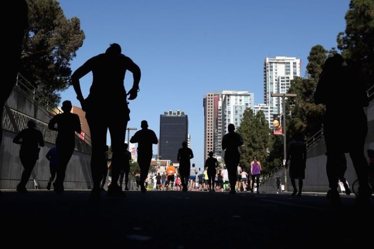 Suasana Synchrony RocknRoll San Diego Marathon pada Minggu (3/6/2018) di San Diego, California, Amerika Serikat. (AFP/Sean M. Haffey)