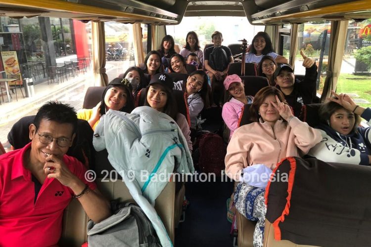 Para pebulu tangkis ganda putri Indonesia melakukan rekreasi ke Sukabumi Jawa Barat, pada Senin (28/1/2019).