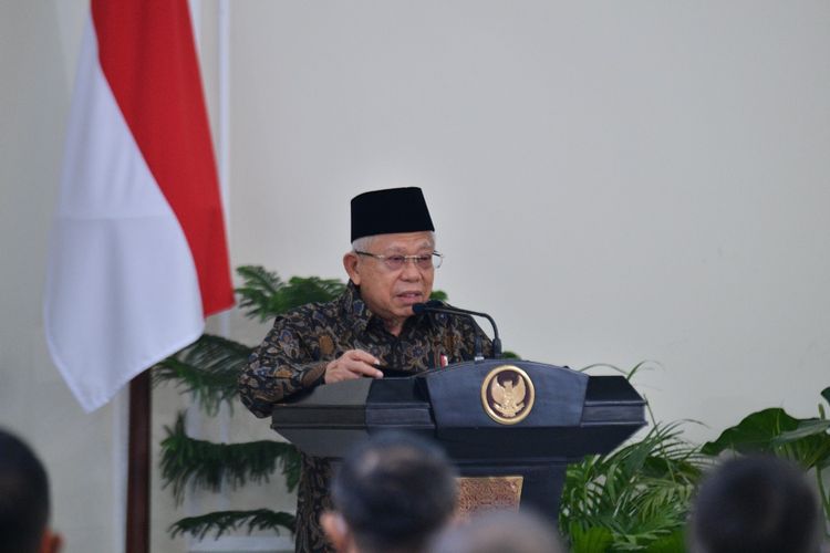Wakil Presiden Ma'ruf Amin saat membuka Musyawarah Nasional I Jaringan Pengusaha Nasional (Japnas) di Istana Wakil Presiden, Jakarta, Rabu (24/8/2022).