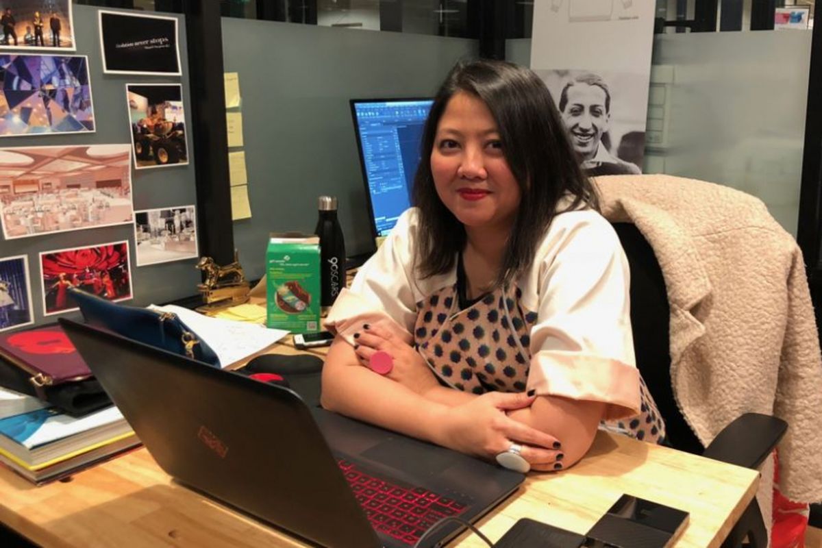 Perancang ruang untuk pesta Oscars Governors Ball, Irma Hardjakusumah, ditemui di kantor Studio Left miliknya di Los Angeles, California, AS.