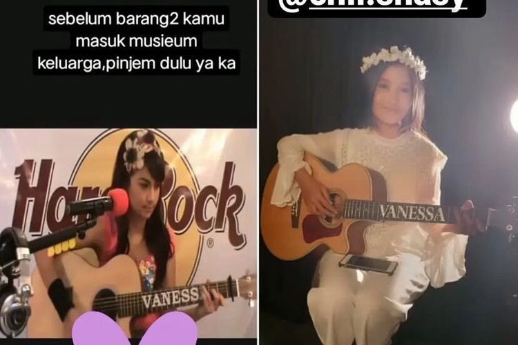 Ayah Vanessa Angel, Doddy Sudrajat pinjam gitar mendiang putrinya untuk sesi pemotretan.